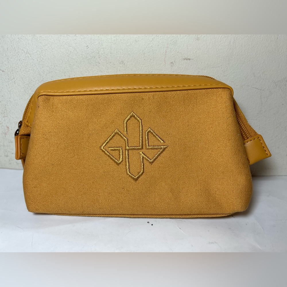 Ettinger Yellow Canvas Leather Cosmetic Bag Toiletries Pouch